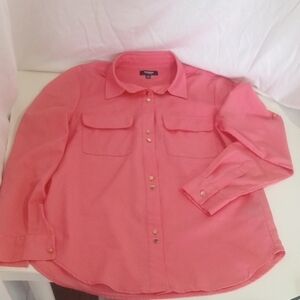 Premise Studio Women's Long Sleeve Coral Button-Up Shirt, Size Small